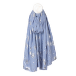 Lightweight Dandelion Print Scarf with Metallic Foil | Denim Blue