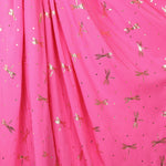 Lightweight Dragonfly Print Scarf with Metallic Foil | Hot Pink