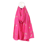 Lightweight Dragonfly Print Scarf with Metallic Foil | Hot Pink