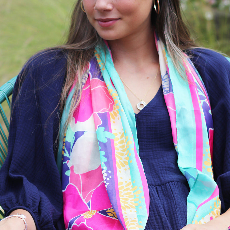 Lightweight Floral Print Scarf | Multicolour