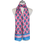 Lightweight Geometric Scarf | Blue & Pink
