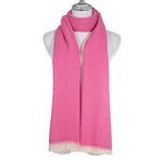 Lightweight Herringbone Scarf with Fringe | Pink