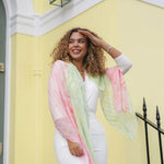 Lightweight Spot Mosaic Print Scarf | Pink & Green