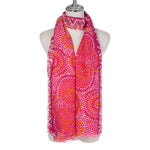 Lightweight Spot Mosaic Print Scarf | Pink & Orange