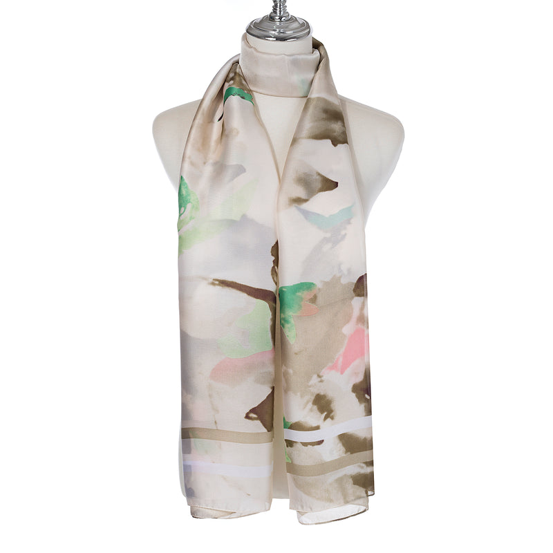 Lightweight Watercolour Flower Scarf | Pink & Grey