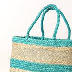 Natural Jute Beach Bag | Turquoise