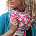 Reversible Animal Print Jacquard Scarf | Pink/Grey
