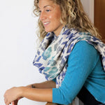 Reversible Leopard Print Jacquard Scarf | Blue Ombre