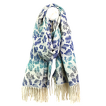 Reversible Leopard Print Jacquard Scarf | Blue Ombre