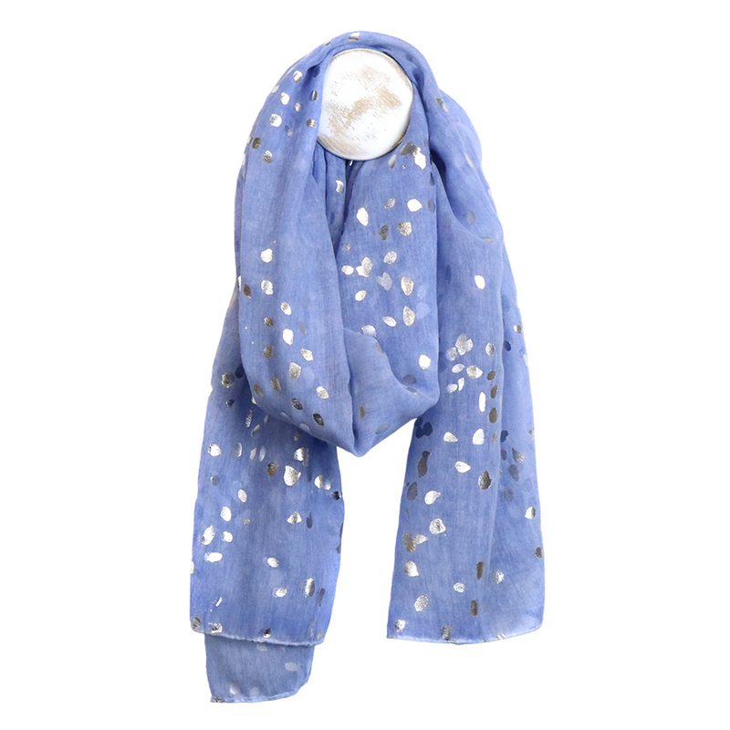 Silver Foil Speckled Scarf | Blue