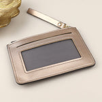 Vegan Leather Card Holder | Beige & Silver