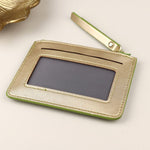 Vegan Leather Card Holder | Lime Green & Silver