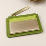 Vegan Leather Card Holder | Lime Green & Silver