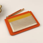 Vegan Leather Card Holder | Orange & Silver