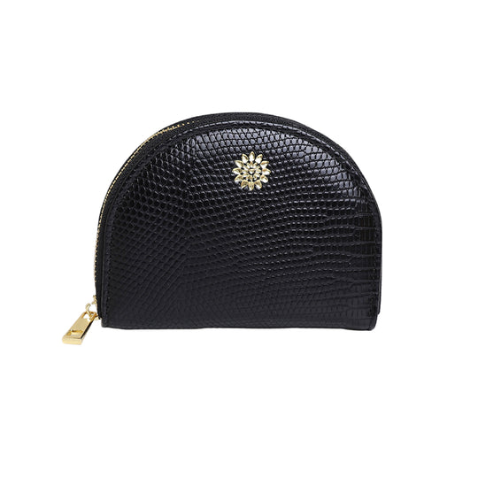 Vegan Leather Half Moon Coin Purse | Black