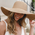 Wide Brim Tahiti Sun Hat with Beads | Natural