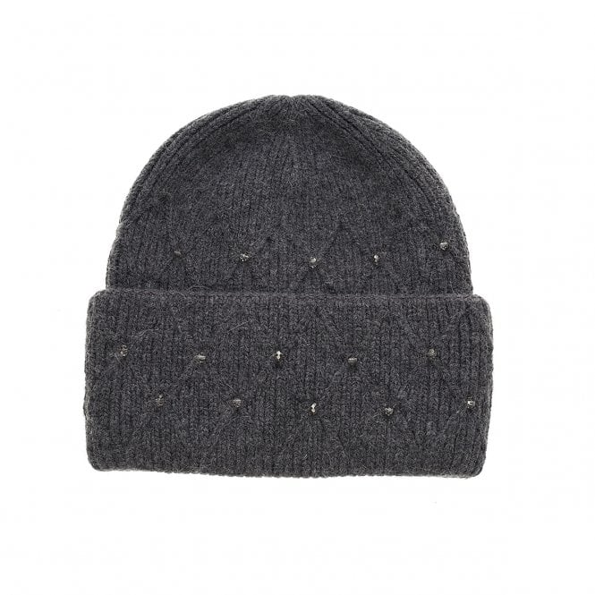 Winter Beanie Hat with Rhinestones | Slate Grey
