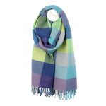 Women's Crinkle Checked Blanket Scarf | Blue/Green
