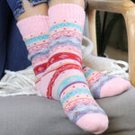 Women's Fairisle Cosy Socks | Pastel Pink/Red/Aqua
