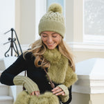 Women's Faux Fur Pull Through Scarf | Artichoke Green