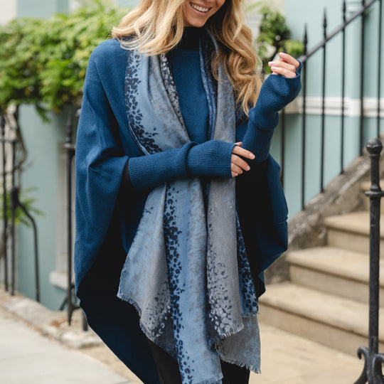 Women's Scatter Print Scarf | Poseidon Blue