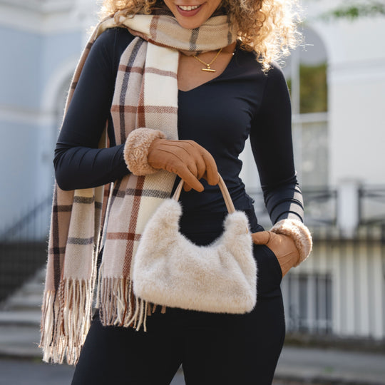 Women's Teddy Handbag with Rope Strap | Linen White | Small