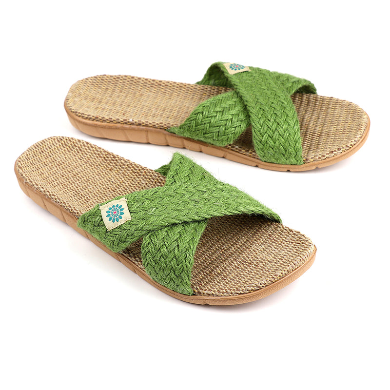 Woven Summer Sliders | Olive Green