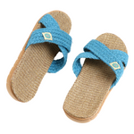 Woven Summer Sliders | Teal Blue