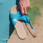 Woven Summer Sliders | Teal Blue