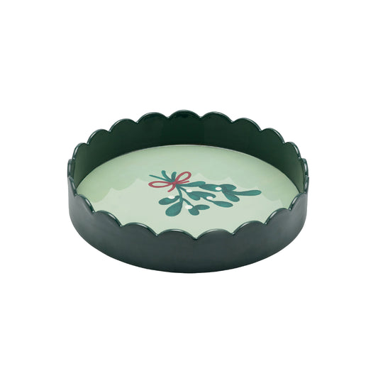 Mistletoe Scalloped Serving Tray | Green
