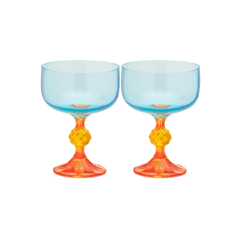 Paradise Cocktail Glasses | Blue & Orange | Set of 2