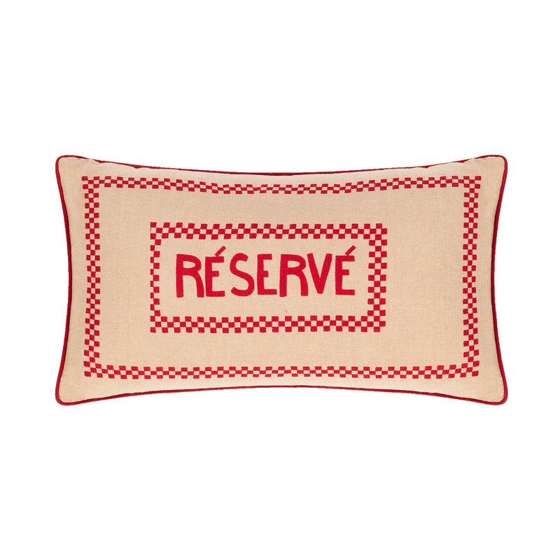 Réservé' Cushion | Red & Cream | 50x30cm