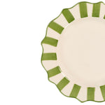 Scalloped Edge Breakfast Plate | Green & White