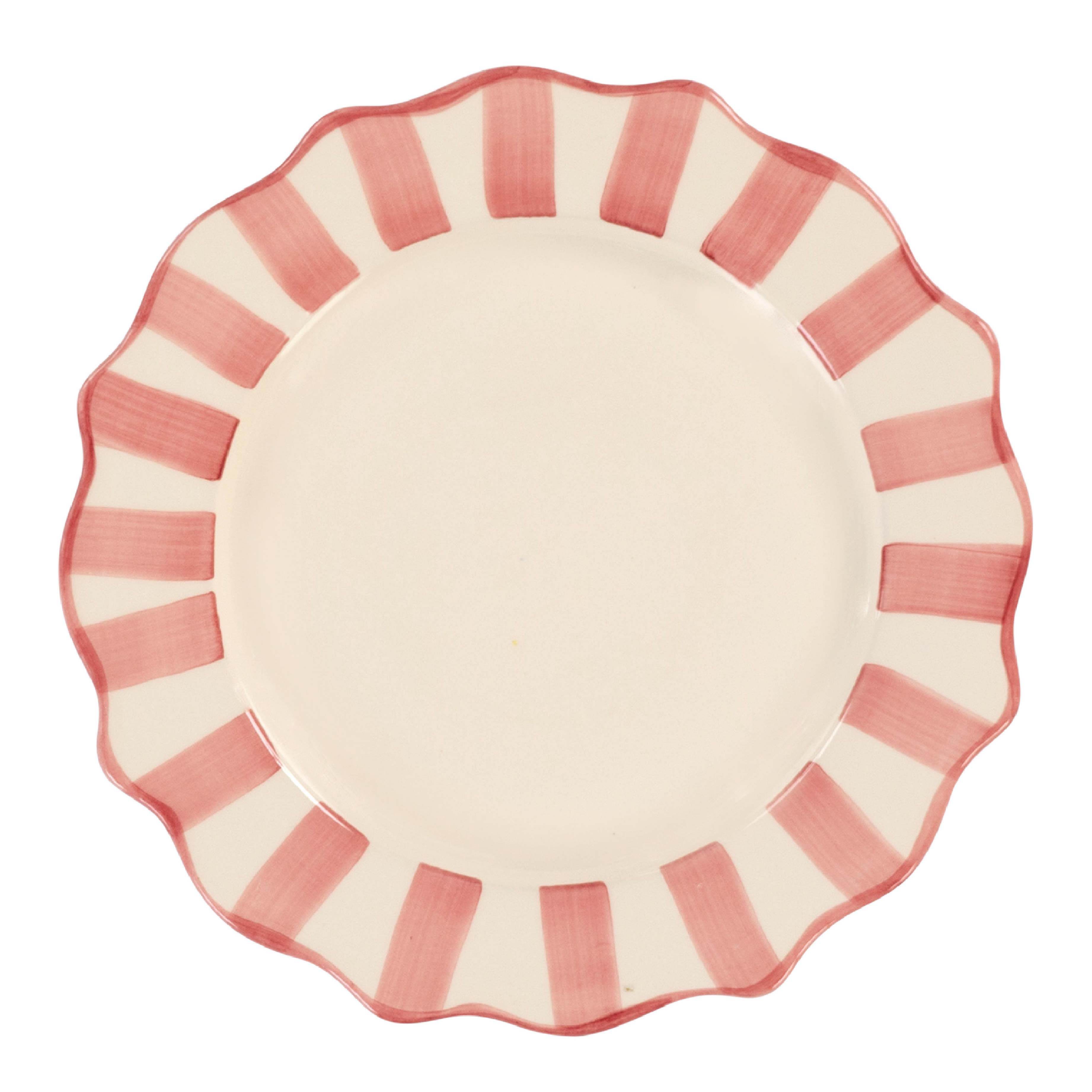 Pink Plates Anna + Nina | Scalloped Edge Dinner Plate (Pink & White) – About Living