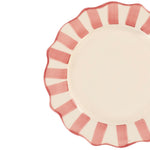 Scalloped Edge Dinner Plate | Pink & White