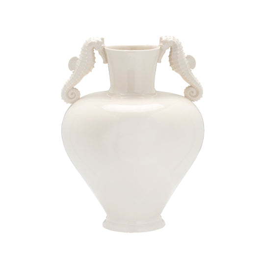 Stoneware Seahorse Vase | White | 36cm