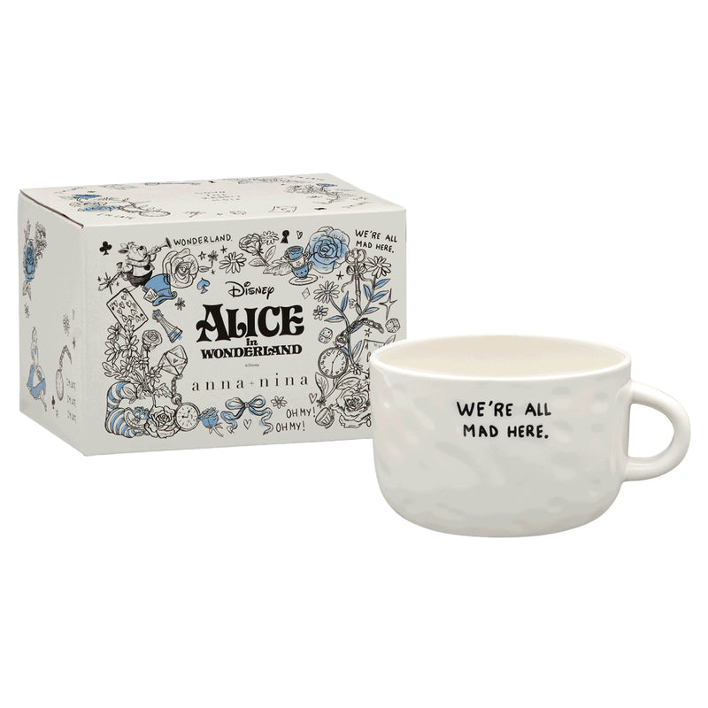 Ceramic 'We're All Mad Here' Cappuccino Mug | Alice in Wonderland Collection
