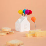 Balloon-Tipped Snack Forks in House Holder | Set of 6