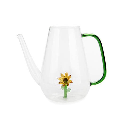 Botanical Sunflower Glass Watering Can | 1L