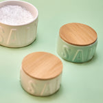Ceramic Salt Cellar with Bamboo Lid | Turquoise