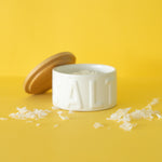 Ceramic Salt Cellar with Bamboo Lid | White