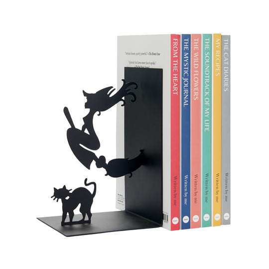 Metal Bookend | Flying Witch & Familiar Cat