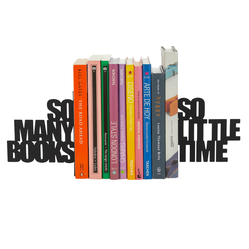 Metal Bookends | 'So Many Books, So Little Time' | Set of 2