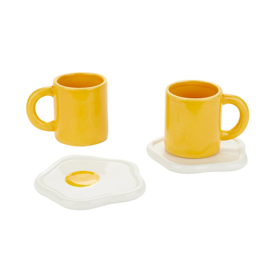 Fried Egg Coffee Cups & Saucers | Set of 2