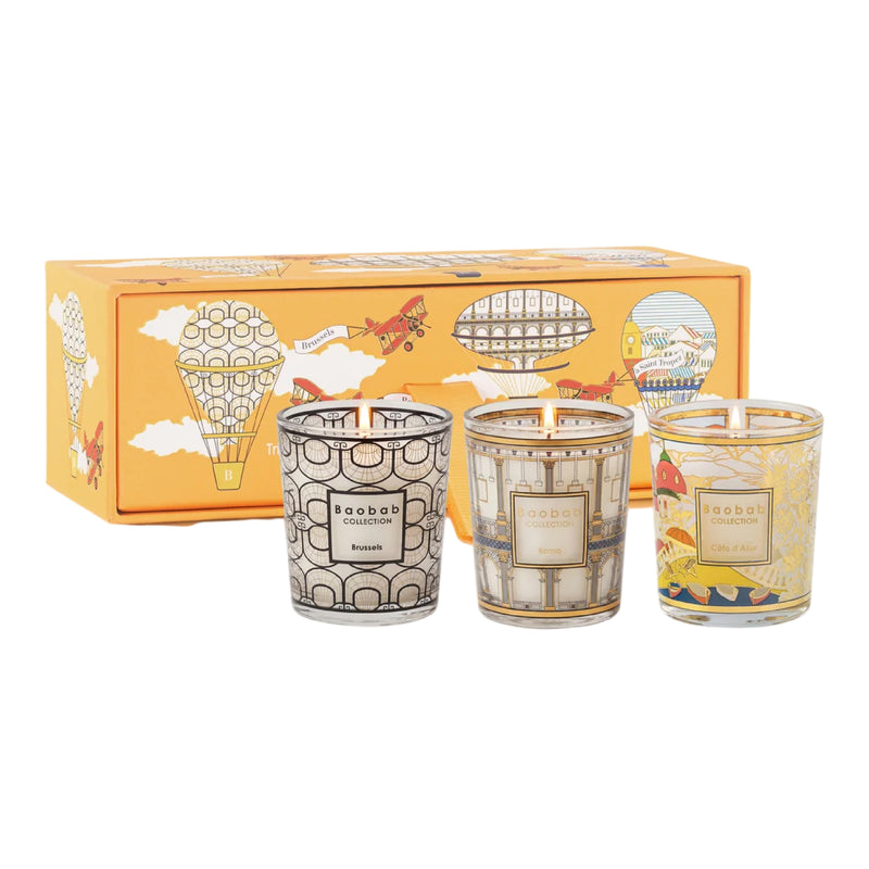 Trio Travel Candle Set | Brussels, Roma & Saint Tropez