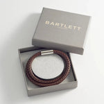 Men's Double Plaited Leather Bracelet | Brown