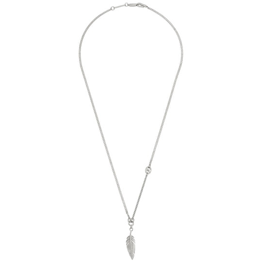 Men’s Feather Pendant Necklace | Rhodium Plated Steel