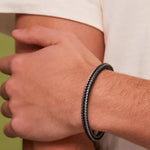 Men's Stainless Steel Mesh Bracelet | Grey & Black