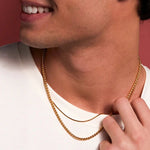 Men's Thin Box Chain Necklace | Gold Plated