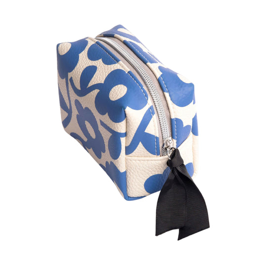 Blue Floral Mini Cube Cosmetic Bag